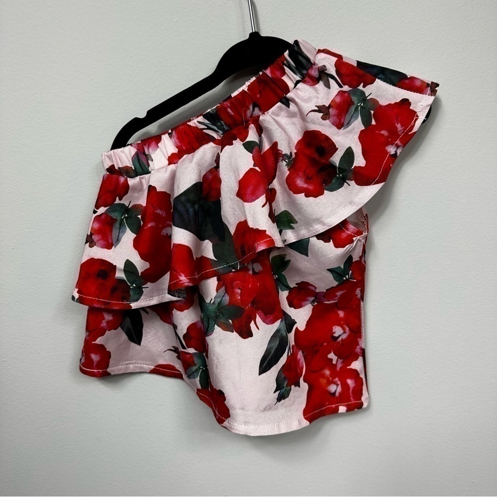 Floral Off The Shoulder Top + Red Skirt Set in Size 80cm (9-12 months)